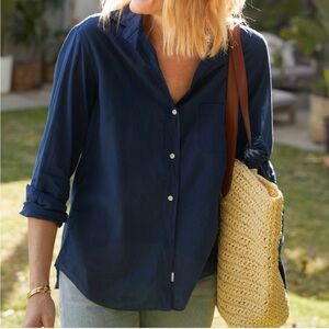 Grayson The Hero Button-Up Tissue-Cotton Button Down Shirt in Navy Blue
